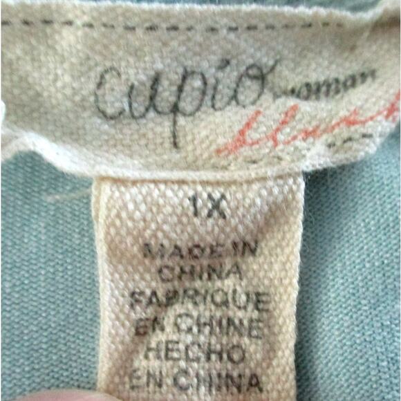 Cupio Women's Plus Blue Short Sleeve Stretch V-neck Tee Shirt Size 1X - Picture 8 of 9